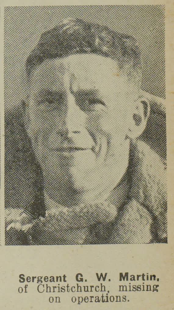 Sergeant G. W. Martin, of Christchurch, missing on operations, 1943