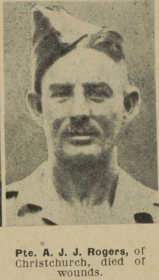 Pte. A. J. J. Rogers, of Christchurch, died of wounds, 1944