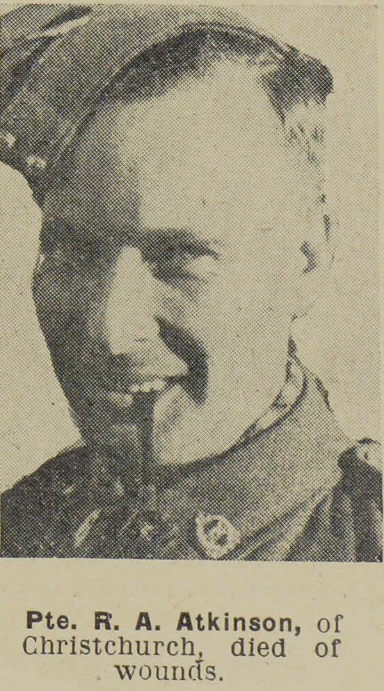 Pte. R. A. Atkinson, of Christchurch, died of wounds, 1944
