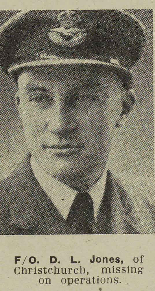 Flying Officer D. L. Jones, of Christchurch, missing on operations, 1944