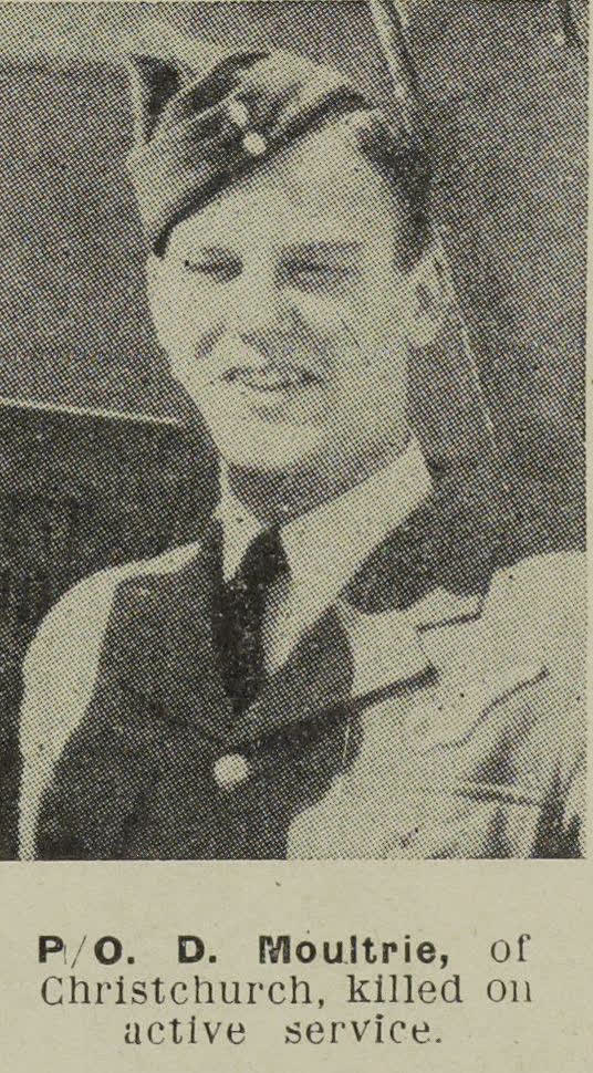 Pilot-Officer D. Moultrie, of Christchurch, killed on service, 1944