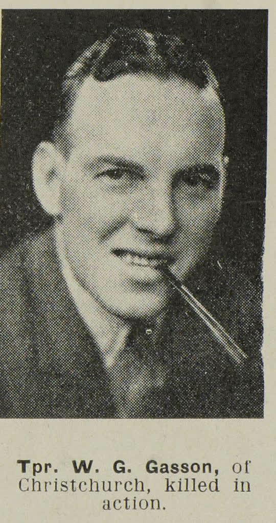 Tpr. W. G. Gasson, of Christchurch, killed in action, 1944