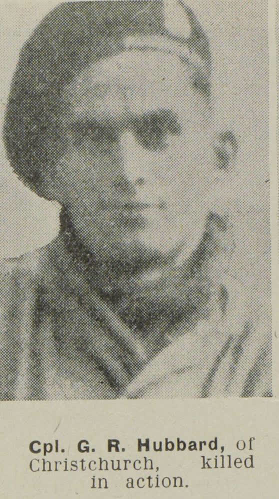 Cpl. G. R. Hubbard, of Christchurch, killed in action, 1944
