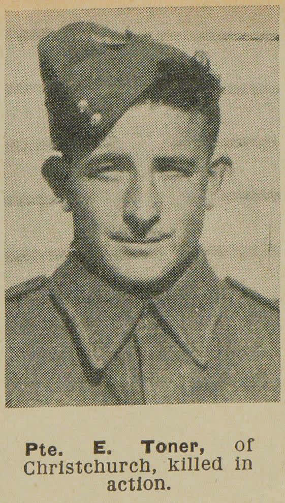 Pte. E. Toner, of Christchurch, killed in action, 1944