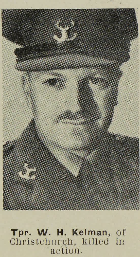 Tpr. W. H. Kelman, of Christchurch, killed in action, 1944