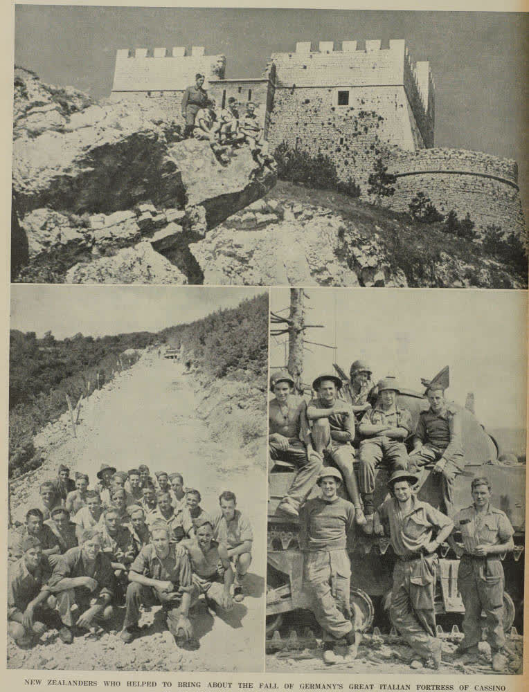 New Zealanders who helped to bring about the fall of Germany's great Italian fortress of Cassino, 1944