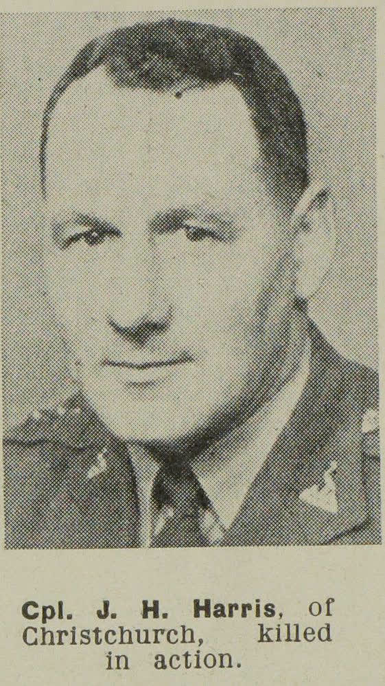 Cpl. J. H. Harris, of Christchurch, killed in action, 1944