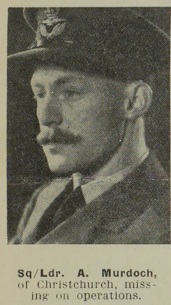 Squadron Leader A. Murdoch, of Christchurch, missing on operations, 1944