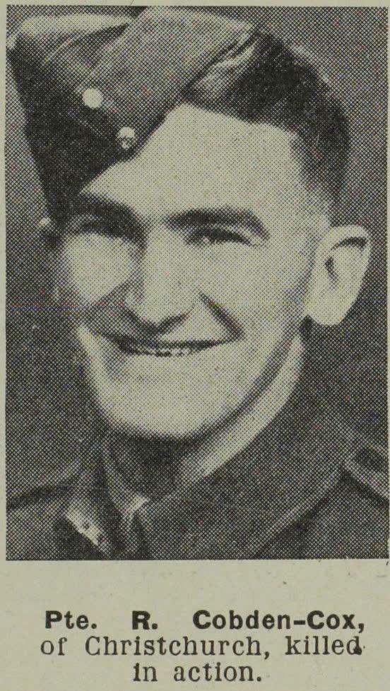 Pte. R. Cobden-Cox, of Christchurch, killed in action, 1944