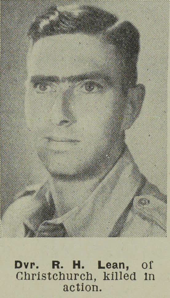 Dvr. R. H. Lean, of Christchurch, killed in action, 1944