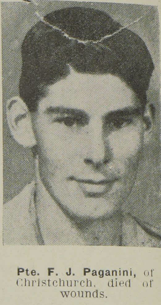 Pte. F. J. Paganini, of Christchurch, died of wounds, 1944
