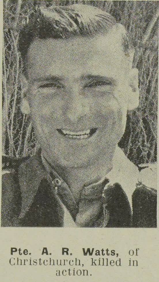 Pte. A. R. Watts, of Christchurch, killed in action, 1944