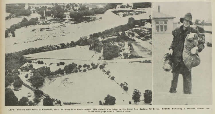 Severe flooding in Canterbury Province, 1945