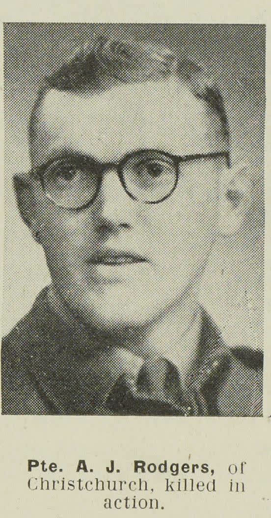 Pte. A. J. Rodgers, of Christchurch, killed in action, 1945