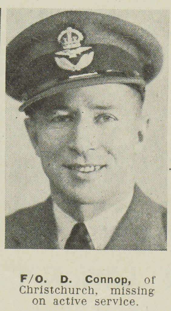 Flying Officer D. Connop, of Christchurch, missing on active service, 1945