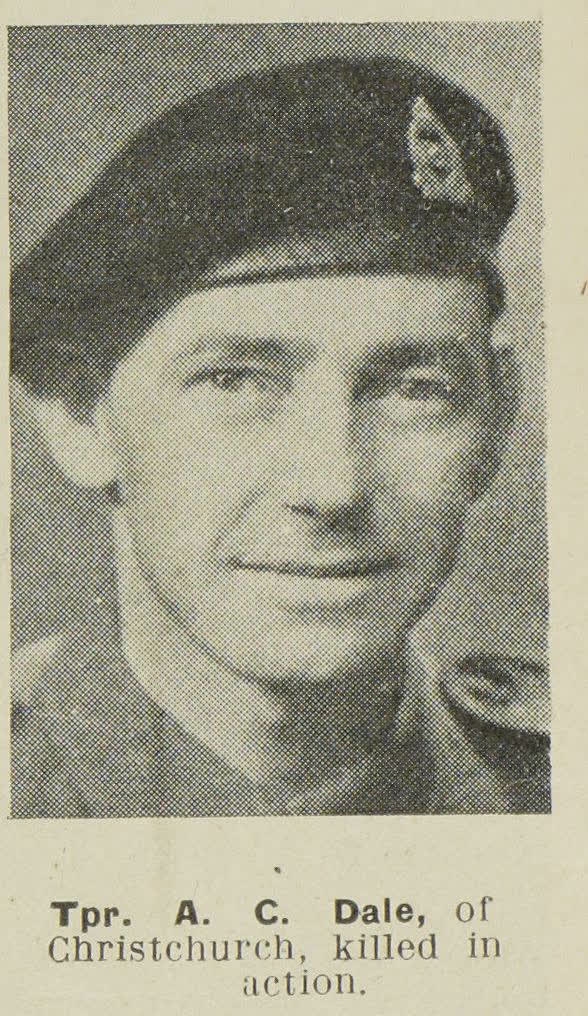 Tpr. A. C. Dale, of Christchurch, killed in action, 1945