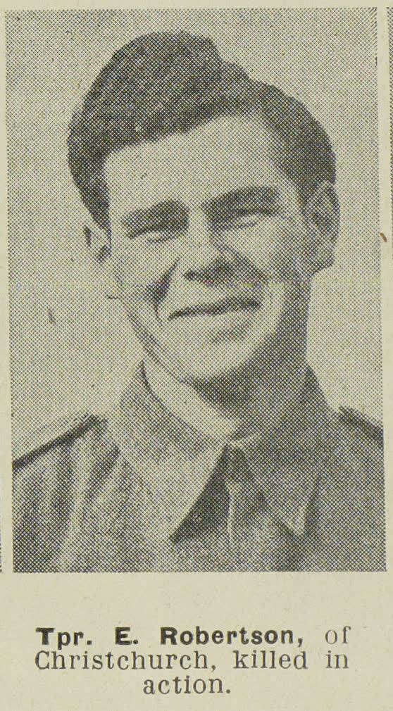 Tpr. E. Robertson, of Christchurch, killed in action, 1945