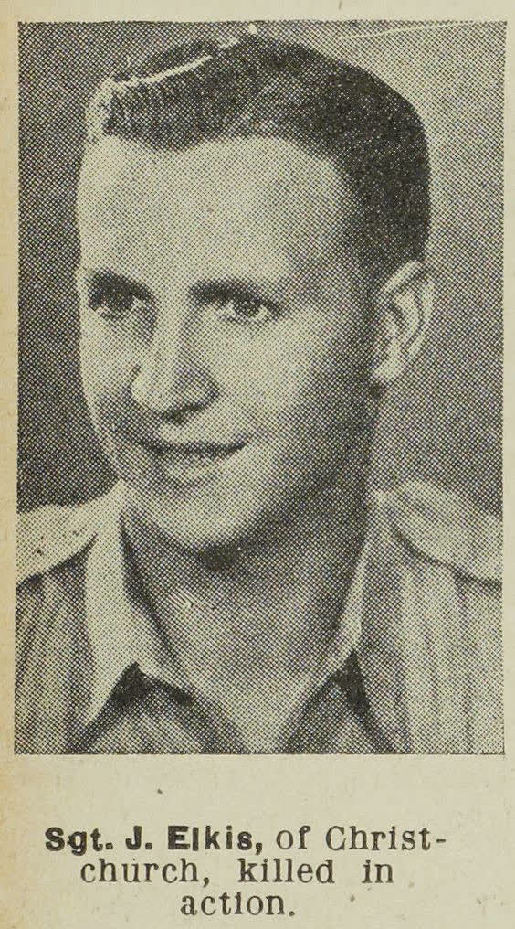 Sgt. J. Elkis, of Christchurch, killed in action, 1945