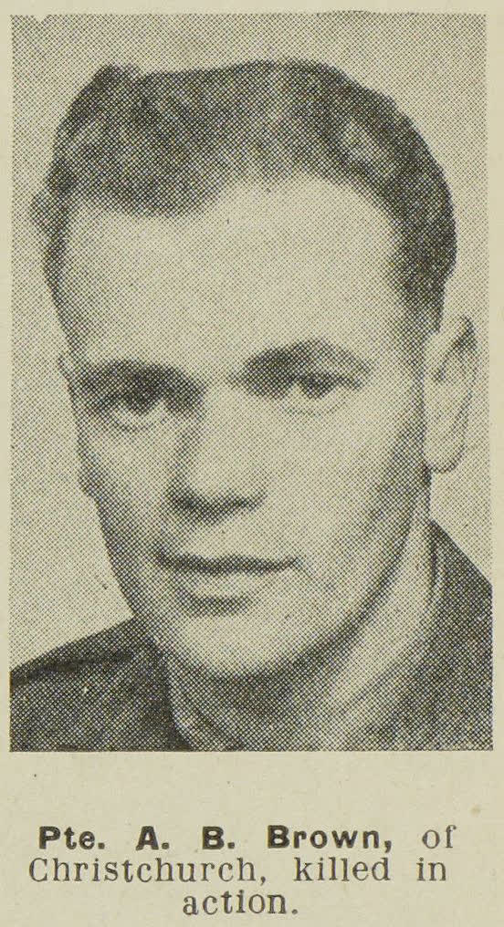 Pte. A. B. Brown, of Christchurch, killed in action, 1945
