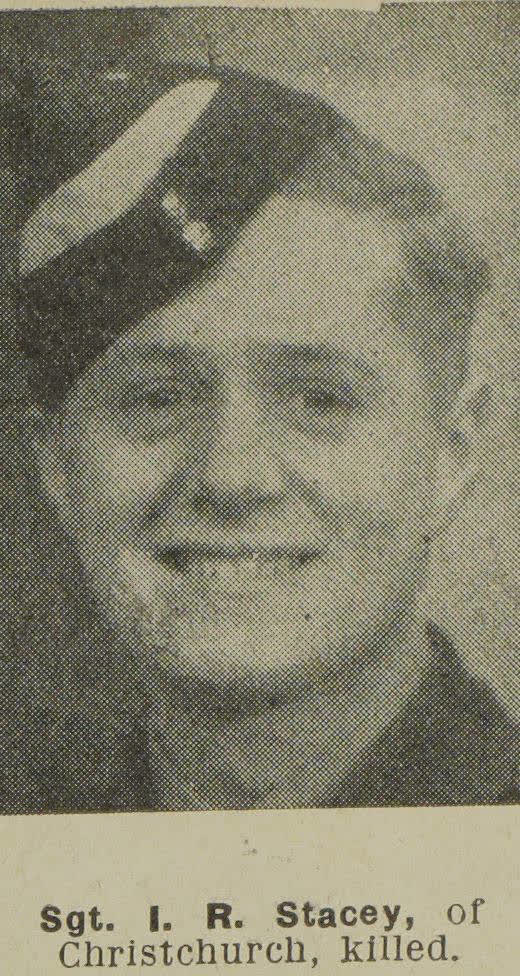 Sgt. I. R. Stacey, of Christchurch, killed, 1945