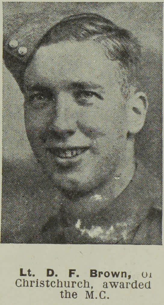 Lt. D. F. Brown, of Christchurch, awarded the M.C., 1945