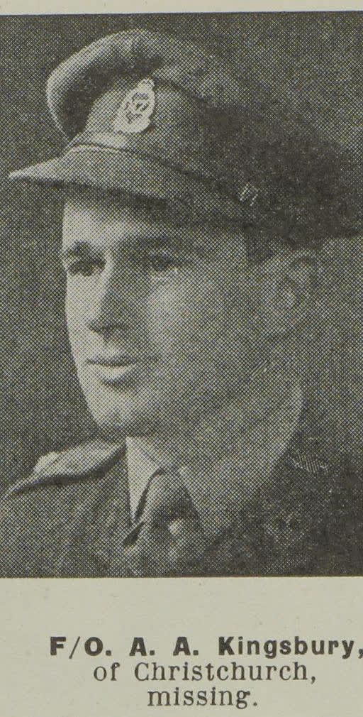 Flying Officer A. A. Kingsbury, of Christchurch, missing, 1945