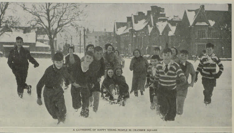 A gathering of happy young people in Cranmer Square, 1945