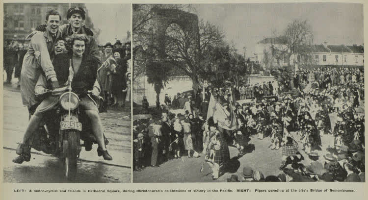 Victory celebrations in Christchurch, 1945