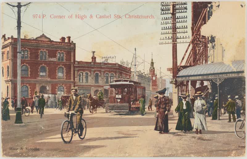 Corner of High and Cashel Streets, Christchurch, 1905