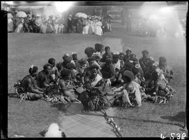 Fijians seated at the Christchurch Exhibition, 1906
