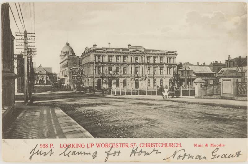 Looking up Worcester Street, Christchurch, 1905