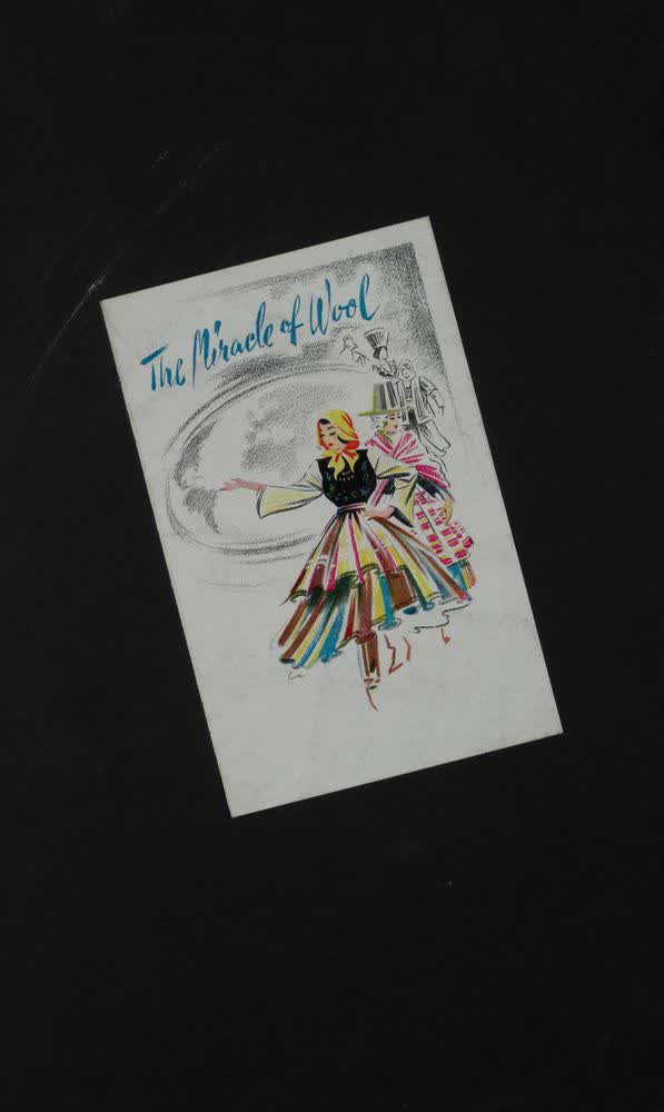Cover of Scrapbook:  "The Miracle of Wool" a New Zealand Wool Board Production in association with J Ballantyne & Company of Christchurch, 1950