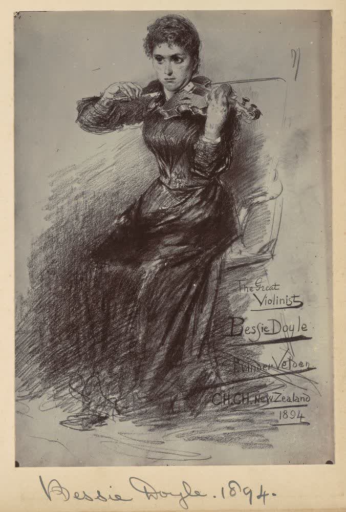 Copy of a Petrus van der Velden painting - Bessie Doyle, The Great Violinist, Christchurch, 1894