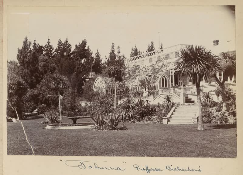 'Wainoni' - home and Pleasure Gardens at Tahuna Park built by Professor Bickerton, Christchurch, 1890
