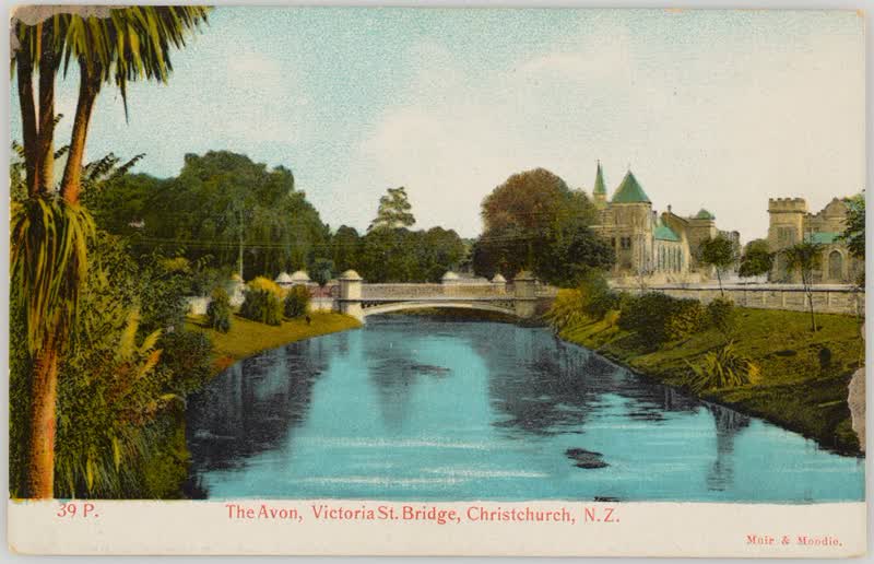 The Avon, Victoria Street Bridge, Christchurch, New Zealand, 1905