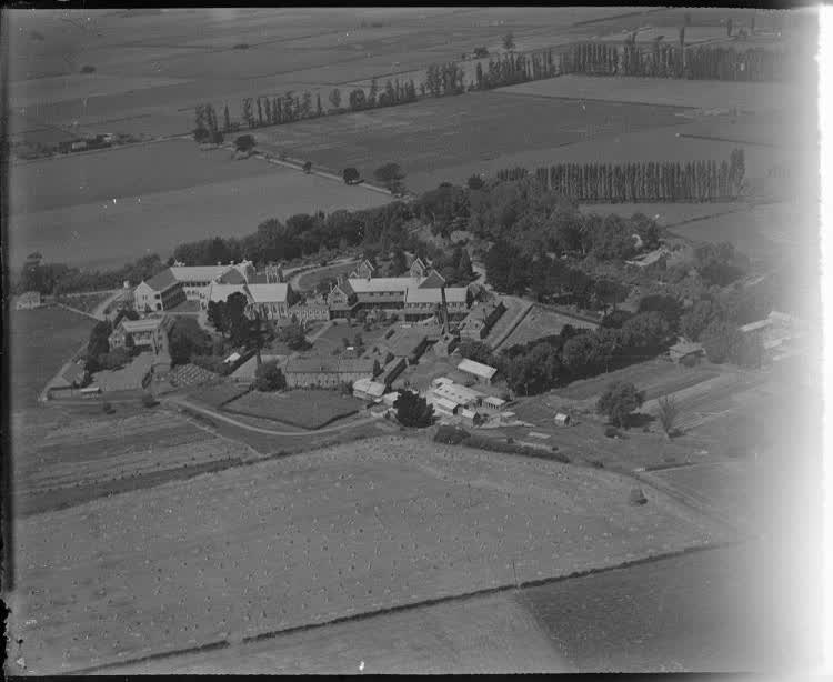 Mount Magdala at Christchurch from the air, 1920