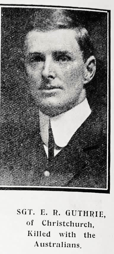 Sergeant E. R. Guthrie, of Christchurch, killed with the Australians, 1915