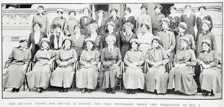 New Zealand nurses for service in Europe: the first contingent, which left Wellington on May 21, 1915