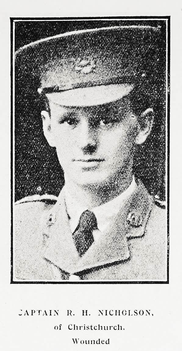 Captain R. H. Nicholson, of Christchurch, wounded, 1916