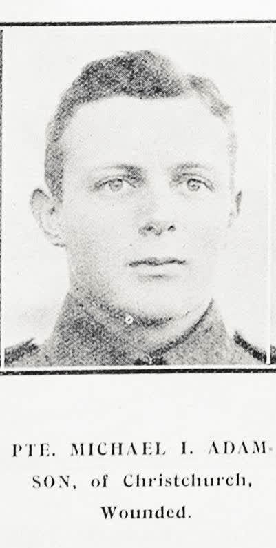 Pte. Michael I . Adamson, of Christchurch, wounded, 1916