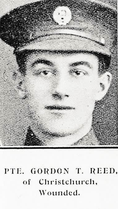 Pte. Gordon T. Reed, of Christchurch, wounded, 1916