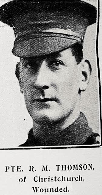 Pte. R. M. Thomson, of Christchurch, wounded, 1916