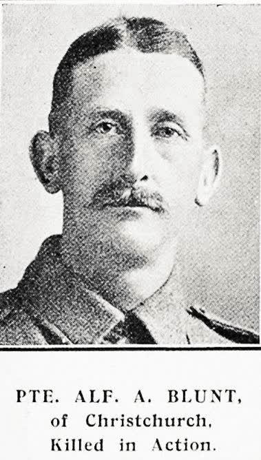 Pte. Alf. A. Blunt, of Christchurch, killed in action, 1916