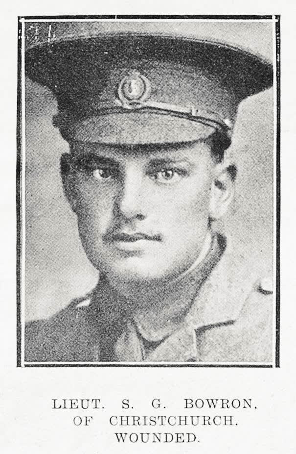 Lieut. S. G. Bowron, of Christchurch, wounded, 1916
