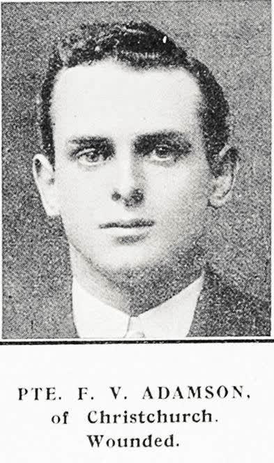 Pte. F. V. Adamson, of Christchurch. Wounded, 1916