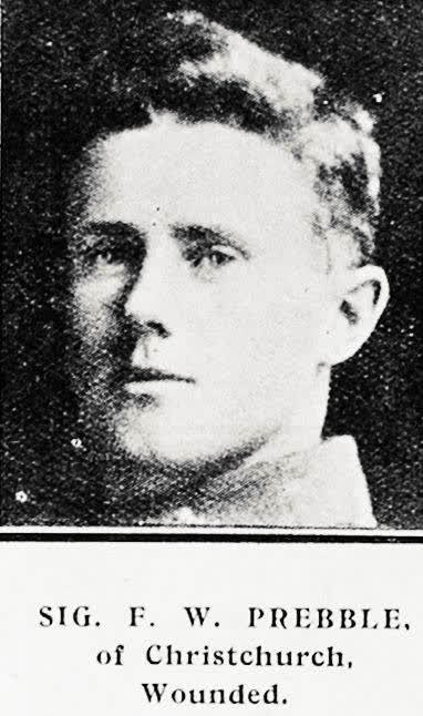 Sig. F. W. Prebble, of Christchurch. Wounded, 1916