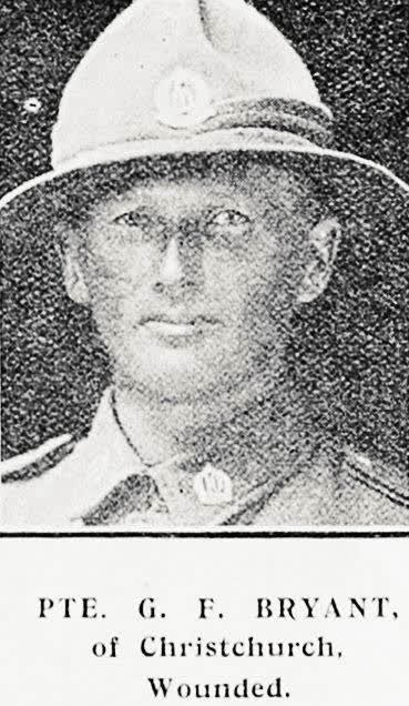 Pte. G. F. Bryant, of Christchurch. Wounded, 1916