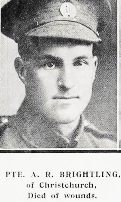 Pte. A. R. Brightling, of Christchurch. Died of wounds, 1916