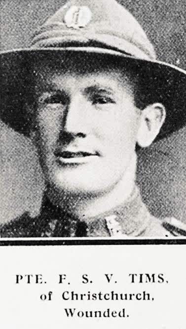 Pte. F. S. V. Tims, of Christchurch. Wounded, 1916
