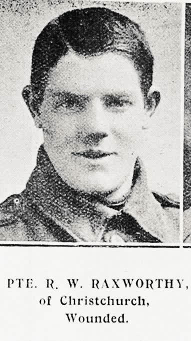 Pte. R. W. Raxworthy, of Christchurch, Wounded, 1916
